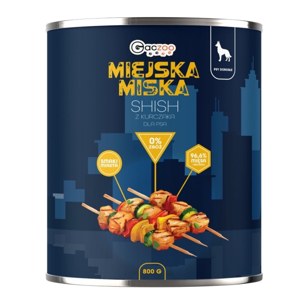 Gaczoo Miejska Miska karma mokra dla psa Shish z kurczaka Style 800g